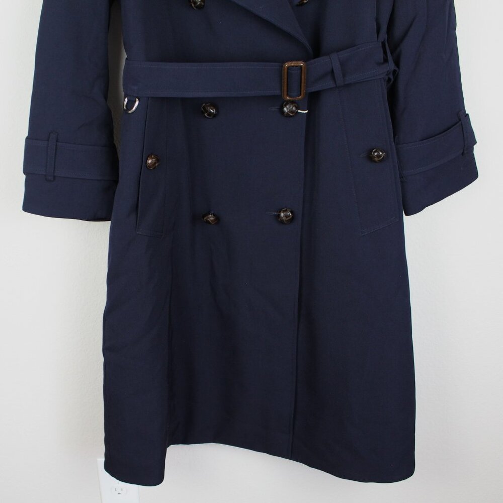 NWT Burberry Gemini Wool Trench Coat, US 12, Dark Blue Luxe Belted Iconic Style - Picture 11 of 16